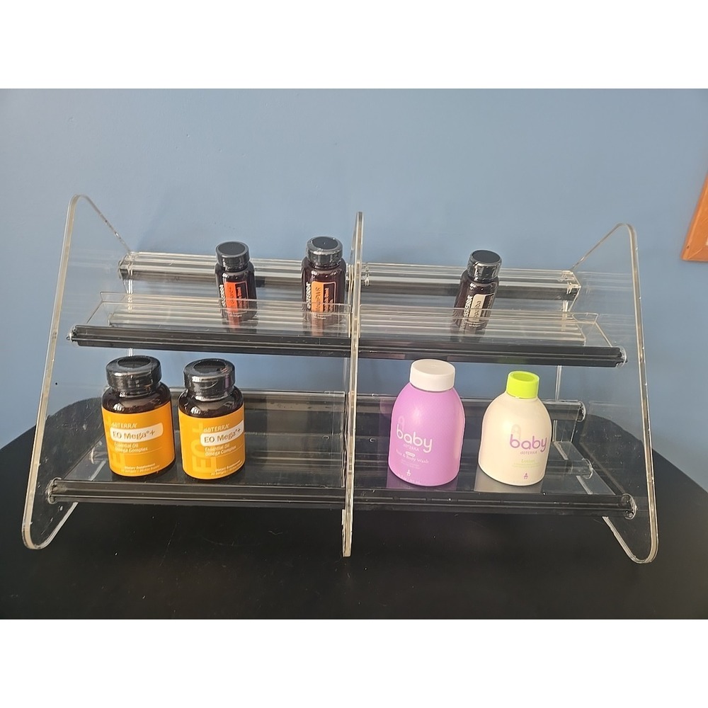 22" Acrylic Riser Display Stands - 3 Tier Clear Acrylic Display Shelf, Double